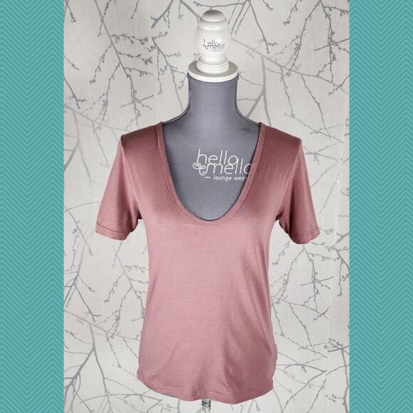 The Group Babaton Pastel Pink Pima Cotton Modal Scoop Neck Tee - Picture 1 of 4